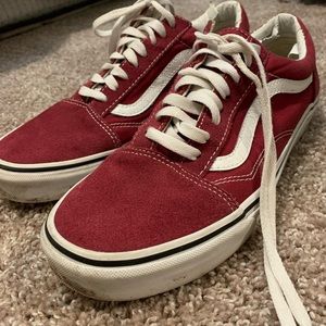Old school vans, red , in suede